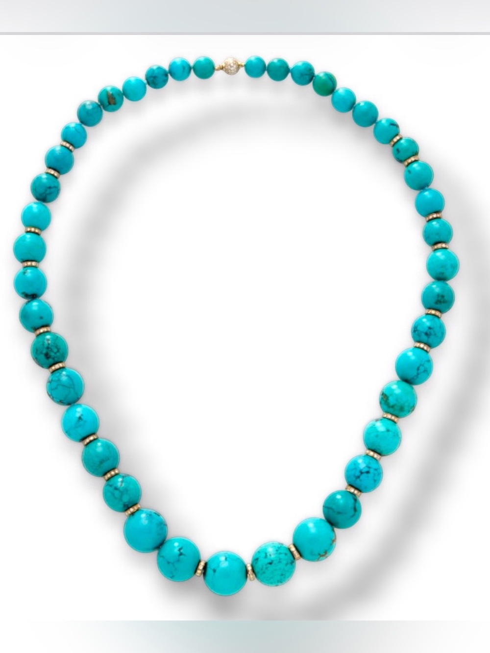 Vintage Graduated Turquoise Howlite & Crystal Pave Statement Necklace | Long Con